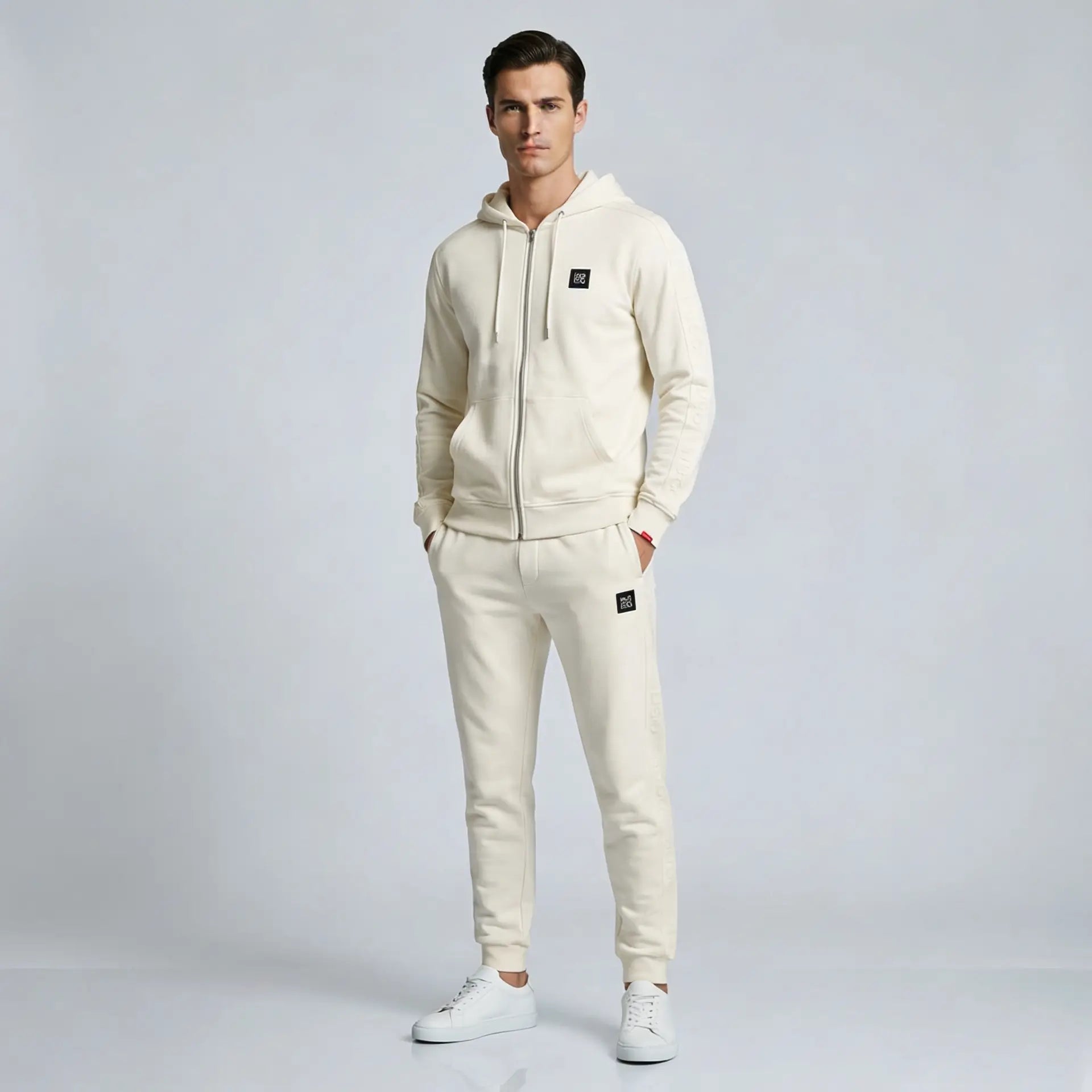 Hugo Cream Full-Zip Hoodie